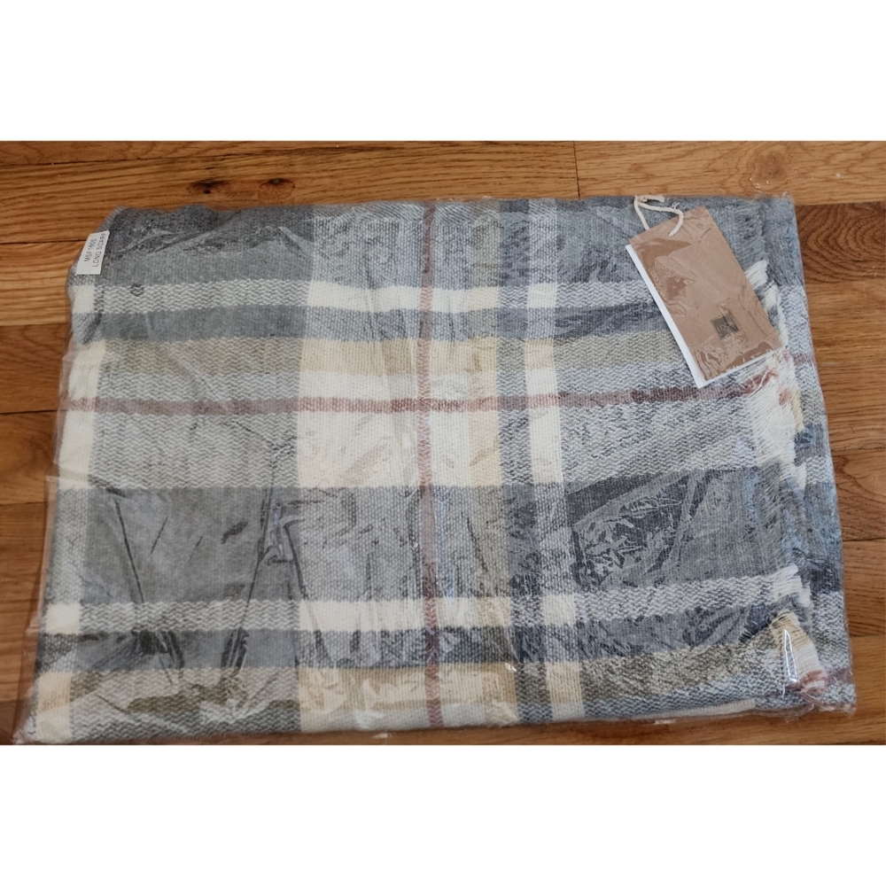 Gray and Beige Blanket Scarf